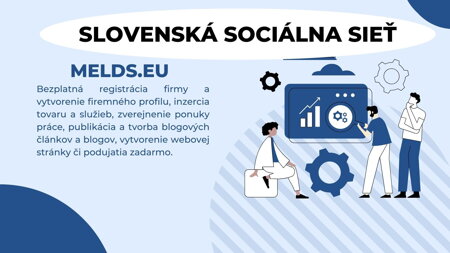 Slovenská sociálna sieť firiem Melds.eu https://melds.eu/?lang=sk_sk Bezplatná registrácia firmy a vytvorenie firemného profilu, inzercia tovaru a služieb, zverejnenie ponuky práce, publikácia a tvorba blogových článkov a blogov, vytvorenie webovej stránky či podujatia zadarmo