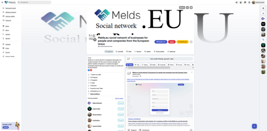 Free company registration and creation of a company profile on the Melds.eu social network