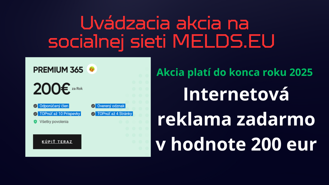 Bezplatná internetová reklama na melds.eu - Prémiový balík ZADARMO