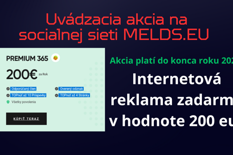 Bezplatná internetová reklama na melds.eu - Prémiový balík ZADARMO